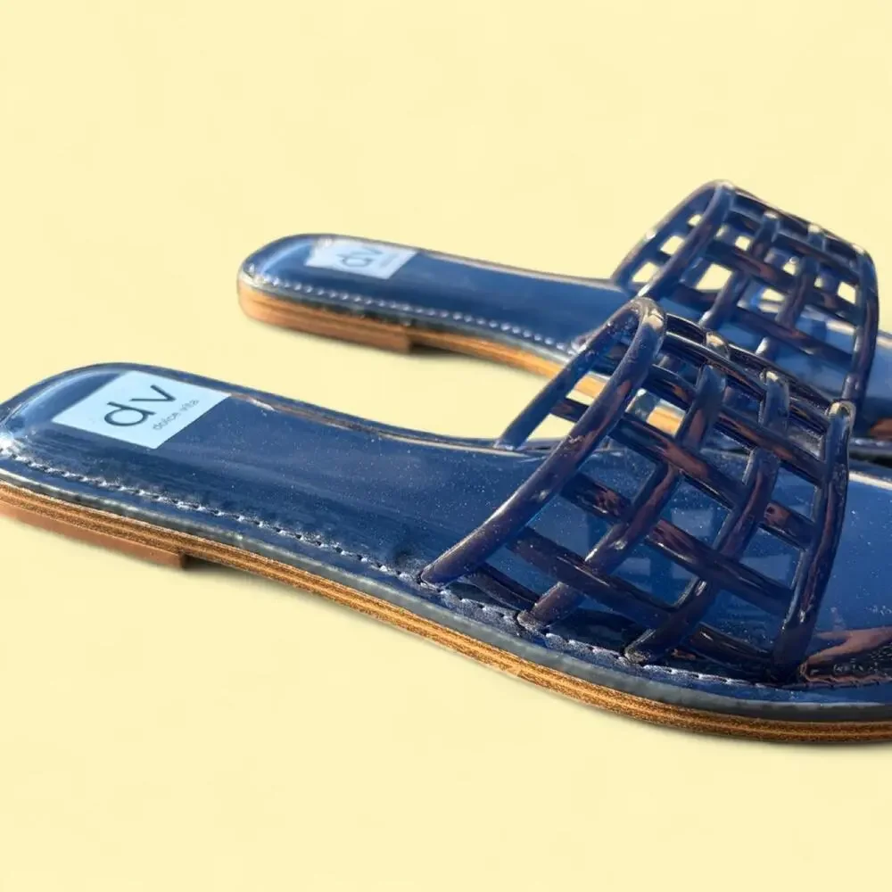 Chic navy blue jelly slide